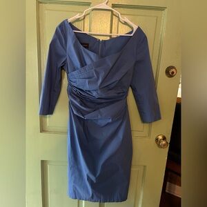 Talbot Runhof Dress cornflower blue ruched fitted